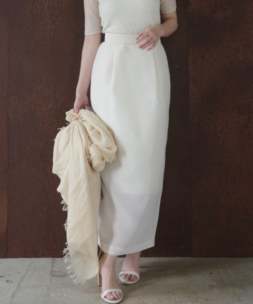 anuans(アニュアンス)の「エアリーシアータイトスカート(スカート・レディース・ピンク/アイボリー/ブラック/サックスブルー・SMALL/MEDIUM)」の1枚目の写真