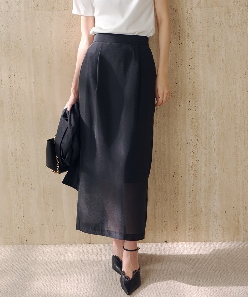 anuans(アニュアンス)の「エアリーシアータイトスカート(スカート・レディース・ピンク/アイボリー/ブラック/サックスブルー・SMALL/MEDIUM)」の2枚目の写真