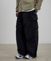 Nylon Ankle Zipped Cargo Pants - BLACK