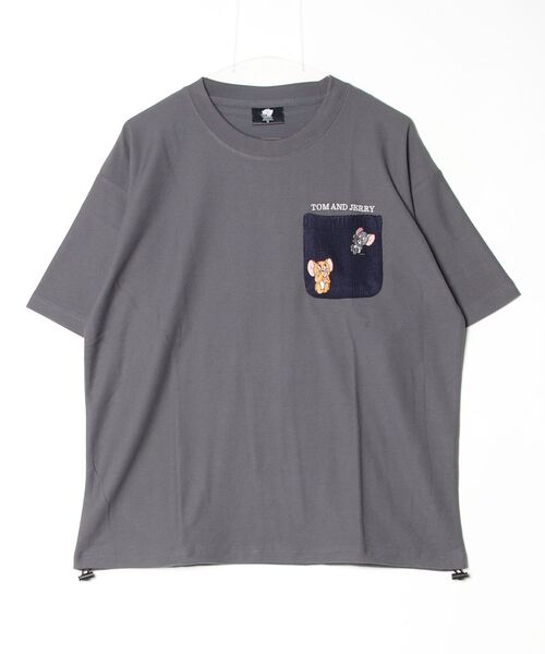 Tom&Jerry(トムアンドジェリー)の「【TOM & JERRY/トムとジェリー】梨地胸ニットポケットワンポイント刺繍裾ドロスト付半袖T(吸水速乾/coolmax)/ユニセックス(Tシャツ/カットソー・メンズ・オフホワイト/グレイッシュブルー/グレイッシュベージュ/スミクロ・MEDIUM/LARGE)」の16枚目の写真