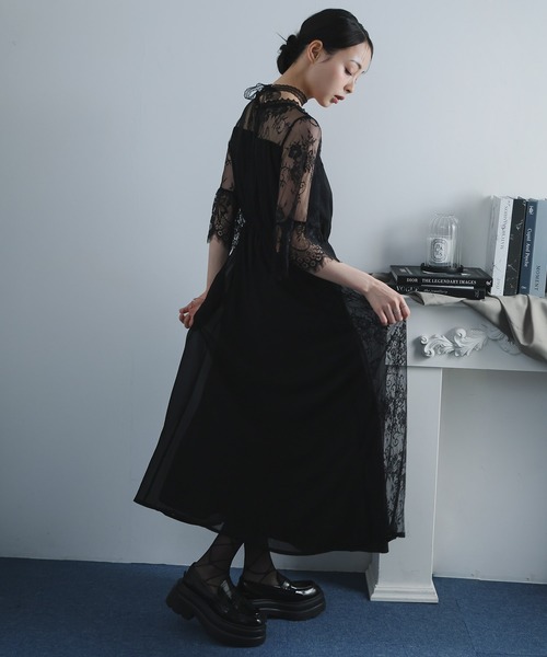 Doula Doula(ドゥーラドゥーラ)の「レース切り替えワンピース ドレス(ワンピース・レディース・ブラック/ブルー/ネイビー・L/M)」の12枚目の写真