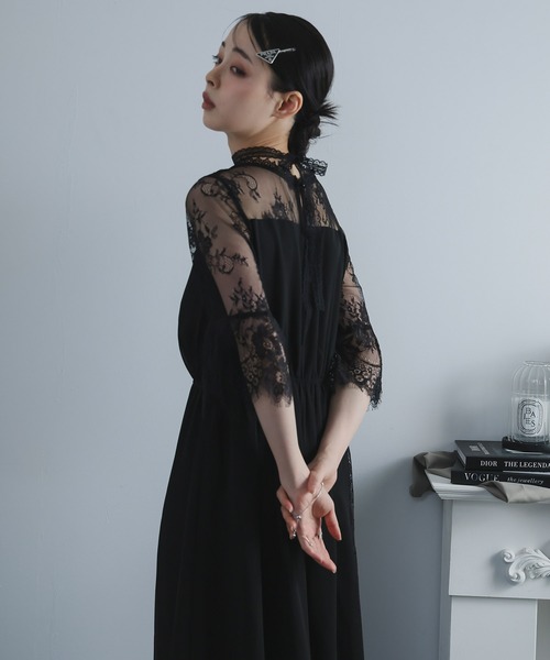 Doula Doula(ドゥーラドゥーラ)の「レース切り替えワンピース ドレス(ワンピース・レディース・ブラック/ブルー/ネイビー・L/M)」の16枚目の写真