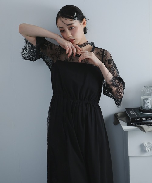 Doula Doula(ドゥーラドゥーラ)の「レース切り替えワンピース ドレス(ワンピース・レディース・ブラック/ブルー/ネイビー・L/M)」の18枚目の写真