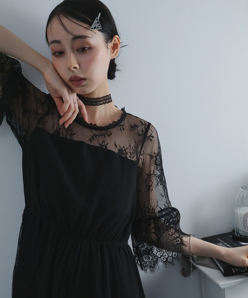 Doula Doula(ドゥーラドゥーラ)の「レース切り替えワンピース ドレス(ワンピース・レディース・ブラック/ブルー/ネイビー・L/M)」の19枚目の写真