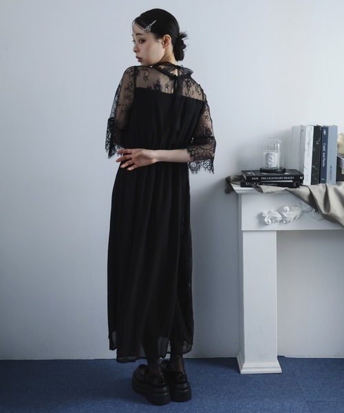 Doula Doula(ドゥーラドゥーラ)の「レース切り替えワンピース ドレス(ワンピース・レディース・ブラック/ブルー/ネイビー・L/M)」の13枚目の写真