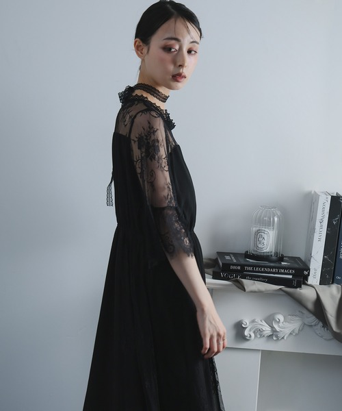 Doula Doula(ドゥーラドゥーラ)の「レース切り替えワンピース ドレス(ワンピース・レディース・ブラック/ブルー/ネイビー・L/M)」の10枚目の写真