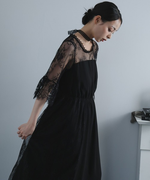 Doula Doula(ドゥーラドゥーラ)の「レース切り替えワンピース ドレス(ワンピース・レディース・ブラック/ブルー/ネイビー・L/M)」の11枚目の写真