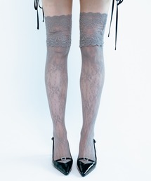 Carmelo（カーメロ）の「Lace Veil Over-Knee Socks (white/gray/black)（ソックス/靴下）」