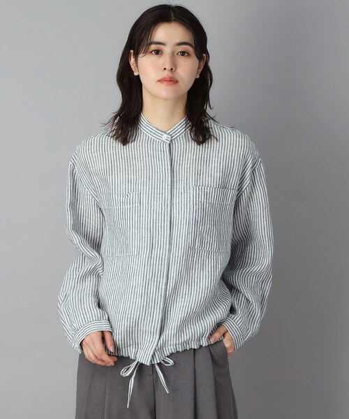 DRESSTERIOR（ドレステリア）の「【2WAY/羽織にも】ウォッシャブルリネン ドロストシャツ（シャツ/ブラウス・レディース・ブラウン系その他/ネイビー系2・38/36/34）」の19枚目の写真