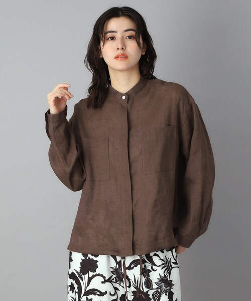 DRESSTERIOR（ドレステリア）の「【2WAY/羽織にも】ウォッシャブルリネン ドロストシャツ（シャツ/ブラウス・レディース・ブラウン系その他/ネイビー系2・38/36/34）」の21枚目の写真