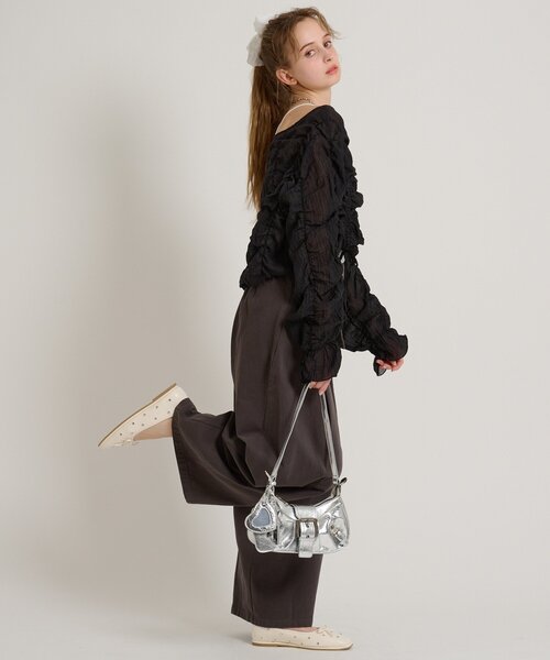 w closet（ダブルクローゼット）の「ハートミラー付きショルダーバッグ（トートバッグ・レディース・シルバー/アイボリー/ブラック・FREE）」の15枚目の写真