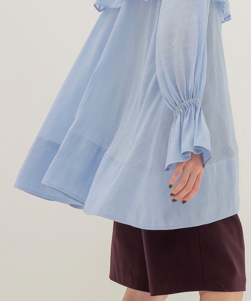 DRESSLAVE(ドレスレイブ)の「silky sheer blouse(シルキーシアーブラウス)(シャツ/ブラウス・レディース・ブルー/ブラウン・38)」の9枚目の写真