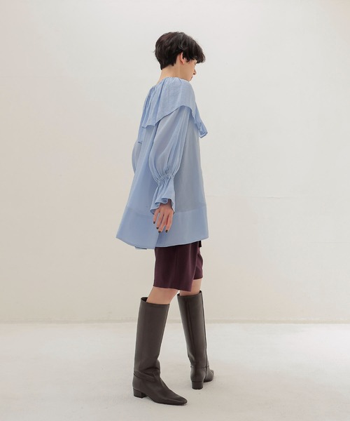 DRESSLAVE(ドレスレイブ)の「silky sheer blouse(シルキーシアーブラウス)(シャツ/ブラウス・レディース・ブルー/ブラウン・38)」の11枚目の写真