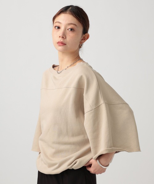 BAYFLOW(ベイフロー)の「ルーズハーフスリーブプルオーバー(スウェット・レディース・グレー/グレイッシュベージュ/ブラウン・FREE)」の21枚目の写真