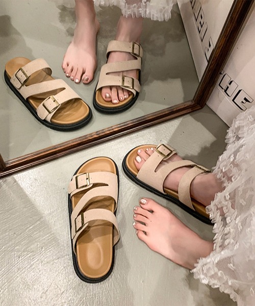 Lace Ladies(レースレディース)の「ベルト付き コンフォート フラット オープン サンダル(サンダル・レディース・ブラック/グレイッシュベージュ・24.5cm/25cm/23cm/23.5cm/24cm/22.5cm)」の11枚目の写真