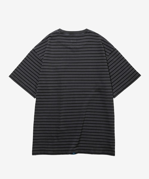 Liberaiders(リベレイダース)の「Liberaiders/リベレイダース PIGMENT DYED STRIPED S/S SHIRT ストライプデザイン ドロップショルダー クルーネックTシャツ 2026年 夏 夏服(Tシャツ/カットソー・メンズ・ブラック/パープル・M/L/XL)」の4枚目の写真