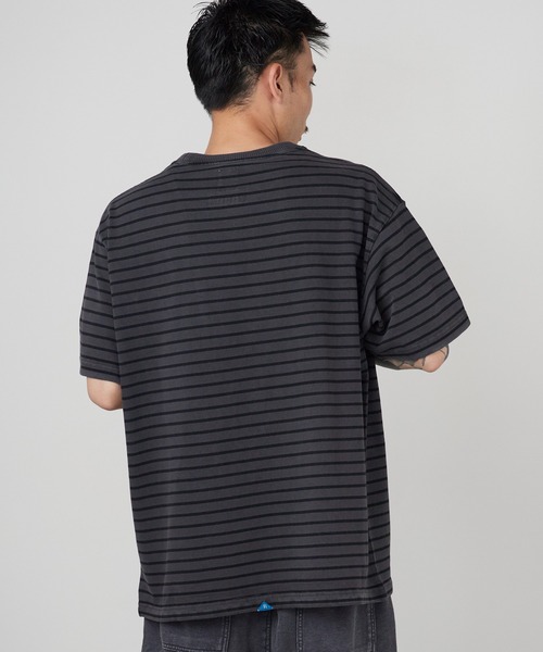 Liberaiders(リベレイダース)の「Liberaiders/リベレイダース PIGMENT DYED STRIPED S/S SHIRT ストライプデザイン ドロップショルダー クルーネックTシャツ 2026年 夏 夏服(Tシャツ/カットソー・メンズ・ブラック/パープル・M/L/XL)」の10枚目の写真