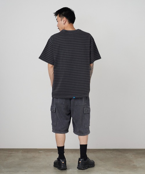 Liberaiders(リベレイダース)の「Liberaiders/リベレイダース PIGMENT DYED STRIPED S/S SHIRT ストライプデザイン ドロップショルダー クルーネックTシャツ 2026年 夏 夏服(Tシャツ/カットソー・メンズ・ブラック/パープル・M/L/XL)」の14枚目の写真