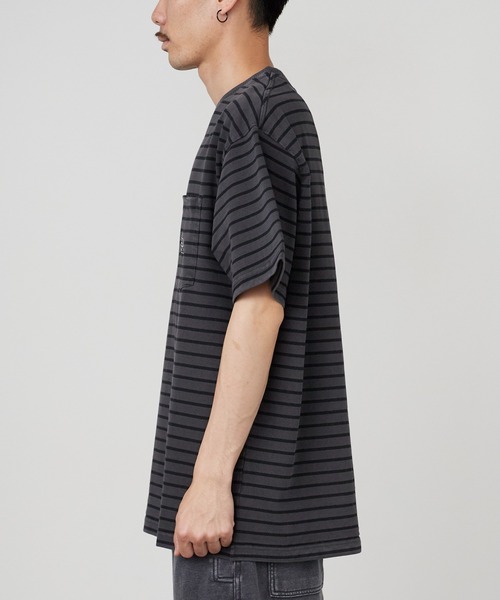 Liberaiders(リベレイダース)の「Liberaiders/リベレイダース PIGMENT DYED STRIPED S/S SHIRT ストライプデザイン ドロップショルダー クルーネックTシャツ 2026年 夏 夏服(Tシャツ/カットソー・メンズ・ブラック/パープル・M/L/XL)」の20枚目の写真