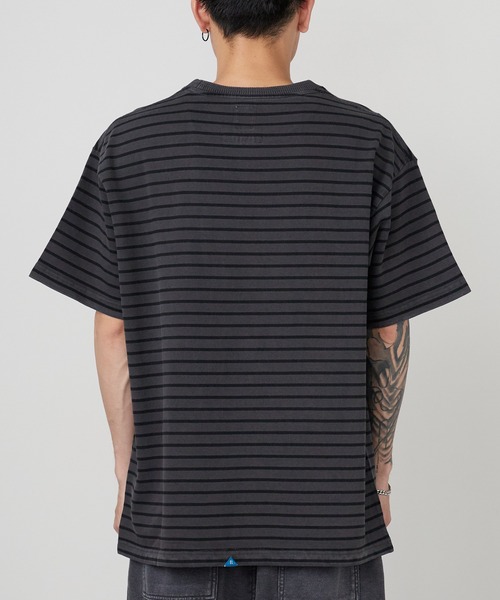 Liberaiders(リベレイダース)の「Liberaiders/リベレイダース PIGMENT DYED STRIPED S/S SHIRT ストライプデザイン ドロップショルダー クルーネックTシャツ 2026年 夏 夏服(Tシャツ/カットソー・メンズ・ブラック/パープル・M/L/XL)」の21枚目の写真