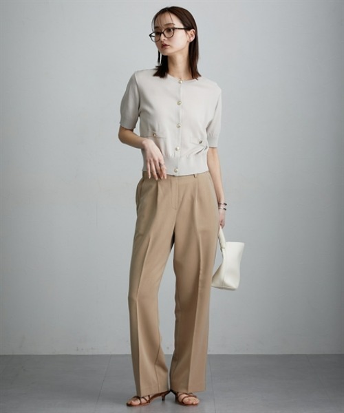 nissen(ニッセン)の「ゴールド調ボタン5分袖カーディガン(ニット/セーター・レディース・ネイビー/グレイッシュベージュ・S/M/L/LL)」の7枚目の写真