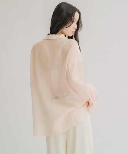 NEUNA(ヌナ)の「【夏に大活躍!冷房/紫外線/日焼け対策にも◎】シアーストライプシャツ(シャツ/ブラウス・レディース・ピンク/オフホワイト・FREE)」の13枚目の写真
