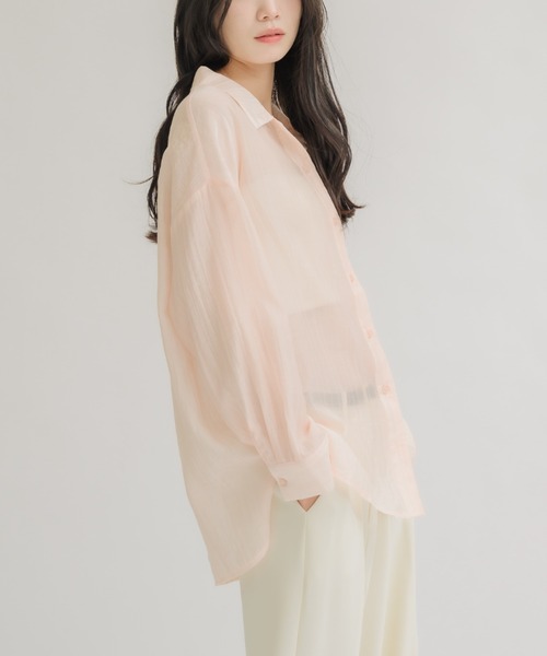 NEUNA(ヌナ)の「【夏に大活躍!冷房/紫外線/日焼け対策にも◎】シアーストライプシャツ(シャツ/ブラウス・レディース・ピンク/オフホワイト・FREE)」の12枚目の写真