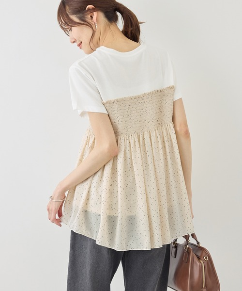 ROPE' PICNIC(ロペピクニック)の「【ベストヒット】シャーリングドッキングハーフスリーブカットソー(Tシャツ/カットソー・レディース・ベージュ/ブラック系その他/ブラック/ホワイト系その他・FREE)」の22枚目の写真