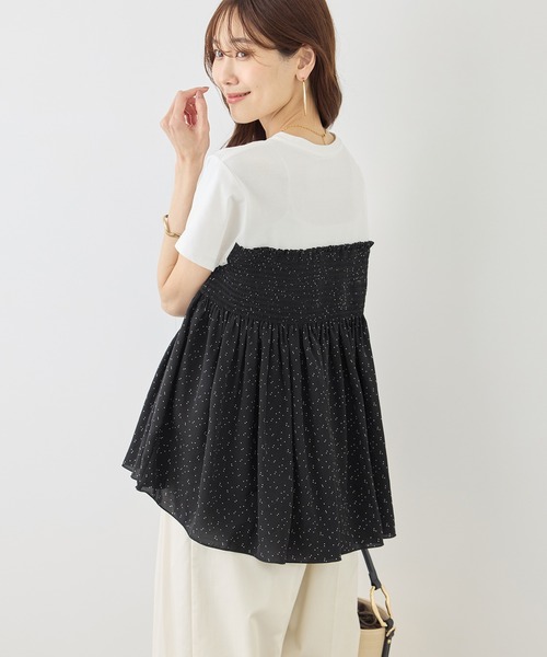 ROPE' PICNIC(ロペピクニック)の「【ベストヒット】シャーリングドッキングハーフスリーブカットソー(Tシャツ/カットソー・レディース・ベージュ/ブラック系その他/ブラック/ホワイト系その他・FREE)」の16枚目の写真