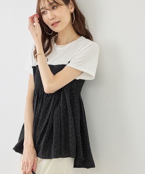 ROPE' PICNIC(ロペピクニック)の「【ベストヒット】シャーリングドッキングハーフスリーブカットソー(Tシャツ/カットソー・レディース・ベージュ/ブラック系その他/ブラック/ホワイト系その他・FREE)」の18枚目の写真