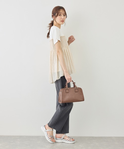 ROPE' PICNIC(ロペピクニック)の「【ベストヒット】シャーリングドッキングハーフスリーブカットソー(Tシャツ/カットソー・レディース・ベージュ/ブラック系その他/ブラック/ホワイト系その他・FREE)」の20枚目の写真