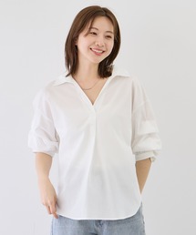 袖タックスキッパーブラウス