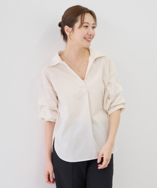 Jayro(ジャイロ)の「袖タックスキッパーブラウス(シャツ/ブラウス・レディース・オフホワイト/ブラック/ホワイト系その他・M)」の2枚目の写真