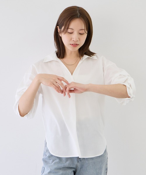 Jayro(ジャイロ)の「袖タックスキッパーブラウス(シャツ/ブラウス・レディース・オフホワイト/ブラック/ホワイト系その他・M)」の5枚目の写真