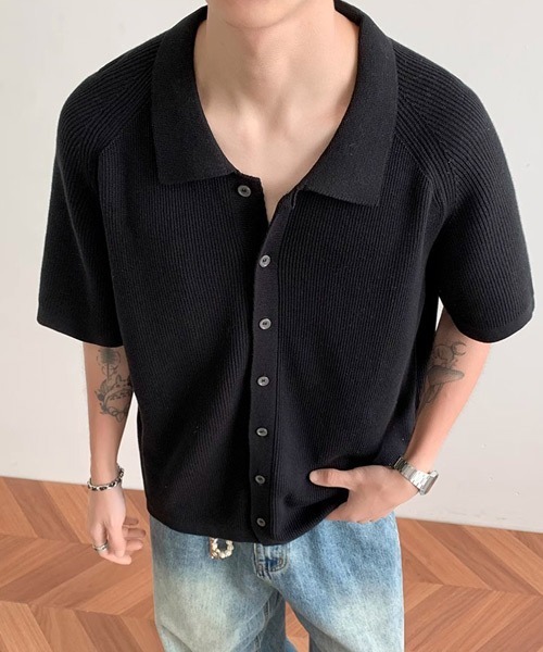 Ressaca(レサーカ)の「オーバーサイズニットシャツ(シャツ/ブラウス・メンズ・ブラック/グレー・M/L/XL)」の4枚目の写真