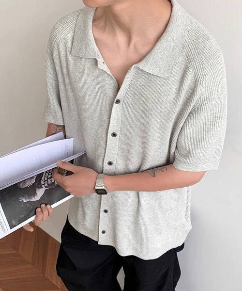 Ressaca(レサーカ)の「オーバーサイズニットシャツ(シャツ/ブラウス・メンズ・ブラック/グレー・M/L/XL)」の14枚目の写真