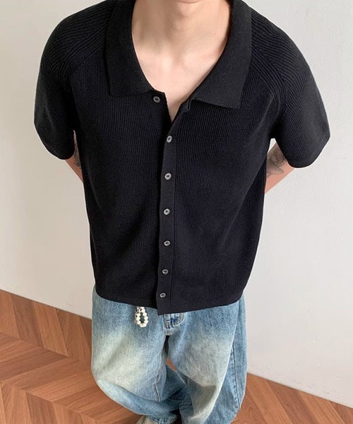 Ressaca(レサーカ)の「オーバーサイズニットシャツ(シャツ/ブラウス・メンズ・ブラック/グレー・M/L/XL)」の6枚目の写真