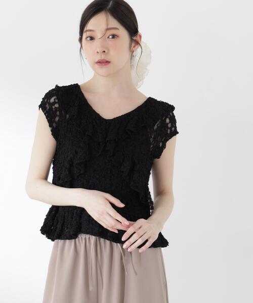 PROPORTION BODY DRESSING(プロポーションボディドレッシング)の「ラッフルカットレーストップス / 1216260500(Tシャツ/カットソー・レディース・ブラック/ホワイト系その他・FREE)」の3枚目の写真