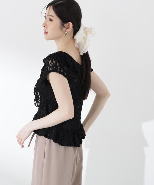 PROPORTION BODY DRESSING(プロポーションボディドレッシング)の「ラッフルカットレーストップス / 1216260500(Tシャツ/カットソー・レディース・ブラック/ホワイト系その他・FREE)」の5枚目の写真