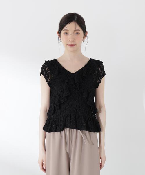 PROPORTION BODY DRESSING(プロポーションボディドレッシング)の「ラッフルカットレーストップス / 1216260500(Tシャツ/カットソー・レディース・ブラック/ホワイト系その他・FREE)」の9枚目の写真