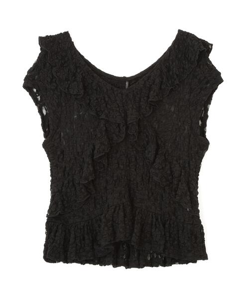 PROPORTION BODY DRESSING(プロポーションボディドレッシング)の「ラッフルカットレーストップス / 1216260500(Tシャツ/カットソー・レディース・ブラック/ホワイト系その他・FREE)」の15枚目の写真