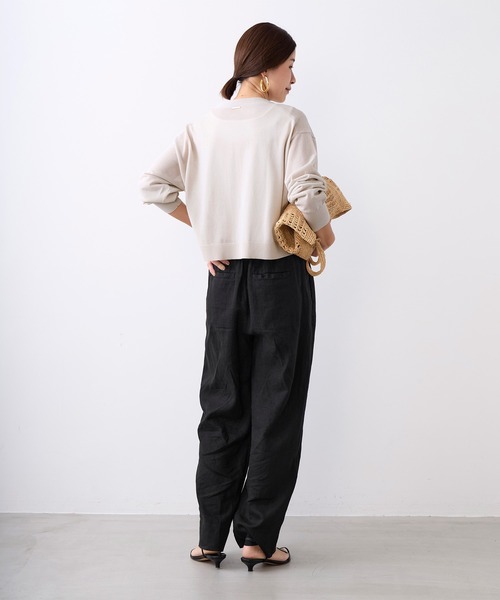 MICA&DEAL(マイカ&ディール)の「製品染めリネンイージーパンツ〈2サイズ展開〉(その他パンツ・レディース・キャメル/グリーン/ブラック・36/38)」の4枚目の写真