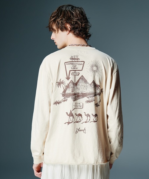 glamb（グラム）の「Egyptian Theater Cutsew / エジプシャンシアターカットソー（Tシャツ/カットソー・メンズ・ホワイト/ベージュ/イエロー・S/M/L）」の3枚目の写真