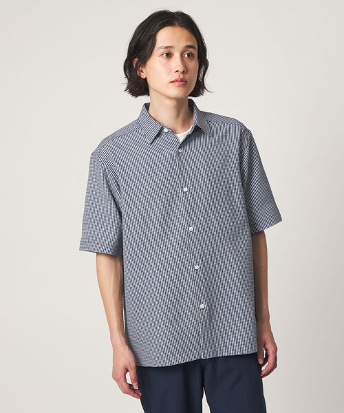 A DAY IN THE LIFE UNITED ARROWS（アデイインザライフユナイテッドアローズ）の「サッカー リラックス レギュラーカラーシャツ-吸水速乾-＜A DAY IN THE LIFE＞（シャツ/ブラウス・メンズ・ネイビー/その他1/ホワイト・L/M）」の3枚目の写真