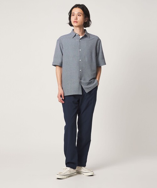A DAY IN THE LIFE UNITED ARROWS（アデイインザライフユナイテッドアローズ）の「サッカー リラックス レギュラーカラーシャツ-吸水速乾-＜A DAY IN THE LIFE＞（シャツ/ブラウス・メンズ・ネイビー/その他1/ホワイト・L/M）」の8枚目の写真