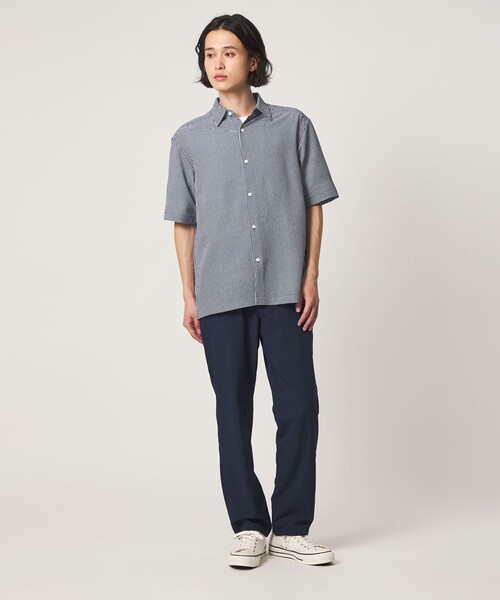 A DAY IN THE LIFE UNITED ARROWS（アデイインザライフユナイテッドアローズ）の「サッカー リラックス レギュラーカラーシャツ-吸水速乾-＜A DAY IN THE LIFE＞（シャツ/ブラウス・メンズ・ネイビー/その他1/ホワイト・L/M）」の9枚目の写真