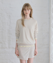 Sheer Logo Long Sleeve Knit Pullover (Light Grey)
