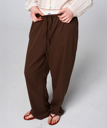 Lace Layered Drawstring Wide Pants Brown