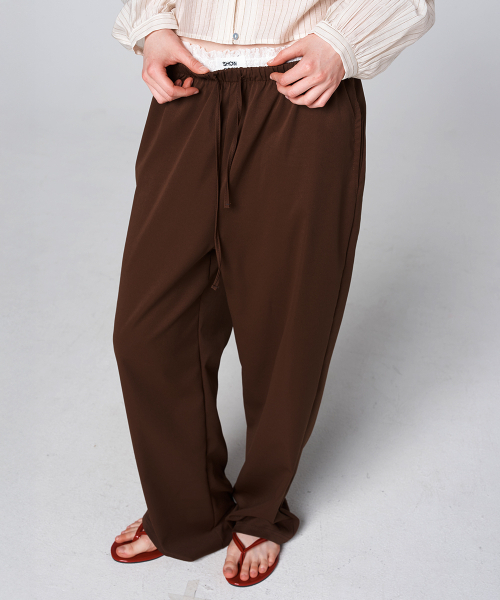 320SHOWROOM(320ショールーム)の「Lace Layered Drawstring Wide Pants Brown(その他パンツ・レディース・ブラウン・FREE)」の1枚目の写真