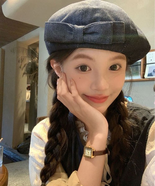 almo(アルモ)の「【LAMPOON】デニムリボンベレー(ハンチング/ベレー帽・レディース・ブラック・FREE)」の3枚目の写真